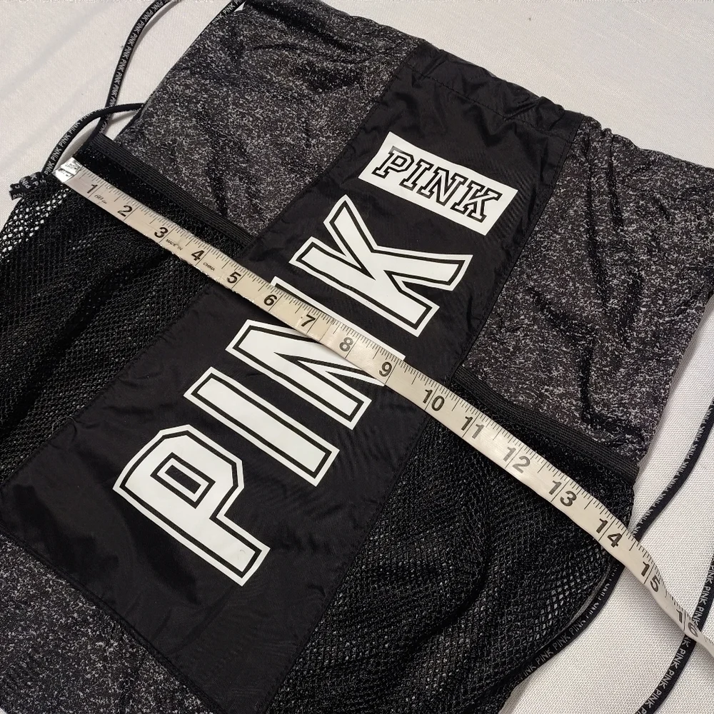 Victoria's Secret Drawstring Black Gray Backpack Bag